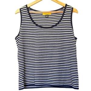 ST. JOHN Wool Blend Striped Sleeveless Tank Top Womens Size M